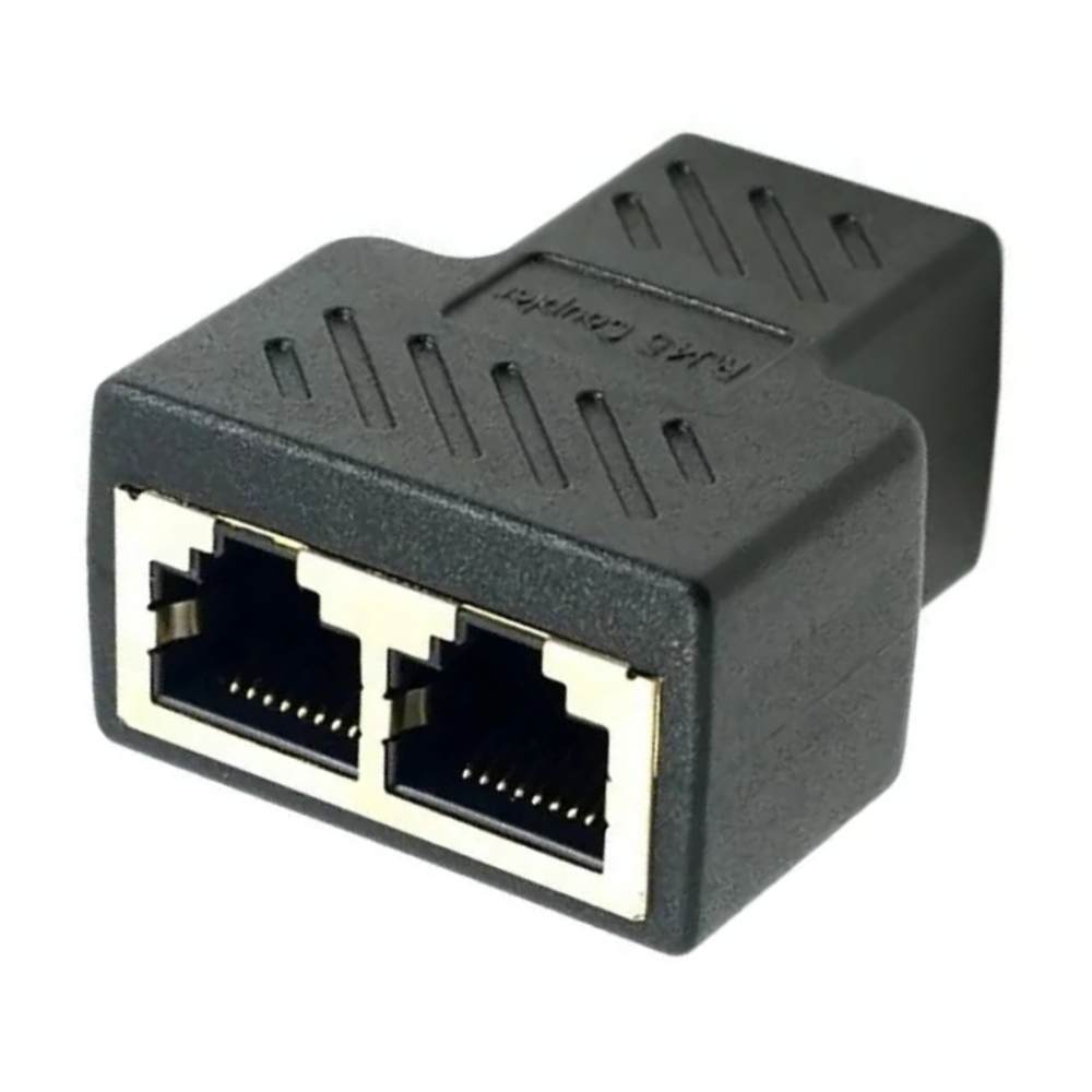 Splitter RJ45 Ethernet, hasta 1000 Mbps, negro